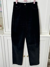 St. John Sport 1990s Velvet Black Pants Rhinestone Accents Size 8 Tapered Leg