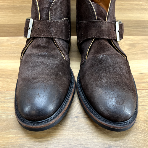 Walkover Mens Ankle Boot Size 8 Monk Strap Ankle Burnished Suede Vibram Soles - Picture 3 of 13