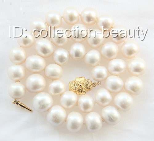 stunning big 13mm round white freshwater cultured pearl necklace m632