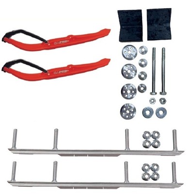C&A Pro Red MTX Snowmobile Skis w/ 9'' Shaper Bars Complete Kit Ski-Doo