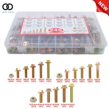 245 Pack M6 M8 M10 Heavy Duty Flanged Bolts and Nuts Kit, 15 Most Common Sizes