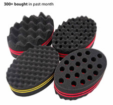 4 Pcs Double-Sided Curl Sponge Brush Oval Sponge 5.59in Black Red Curly Hair