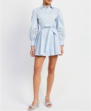 En Saison Women s Abigail Eyelet-Trim Mini Shirtdress
