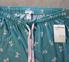 NWT PJ Salvage Nordstrom Pajama Set Pant+Top Soft Lightweight Green Pink Bows XS — photo 7
