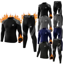 2pc Men's Thermal Underwear Set Fleece Base Layer Long Johns Outdoor Coldproof