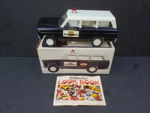 Vintage MINI-TONKA HI-WAY PATROL Jeep Highway Model Metal Stamped #1064 W/Box