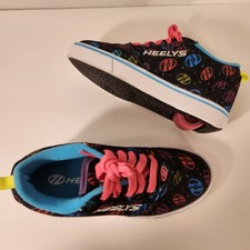 HEELYS PRO 20 Black Multi Neon Print Canvas Skate Shoe Sneaker Youth Girls 2