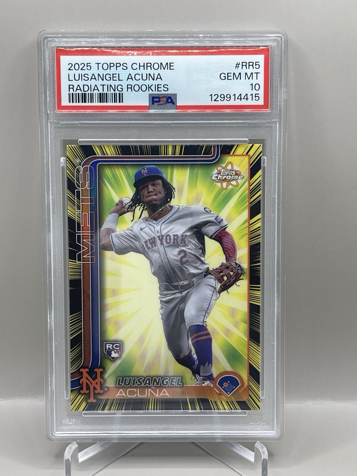 2025 Topps Chrome Radiating Rookies Luisangel Acuna Mets RC Rookie PSA 10