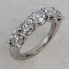 2.20 Ctw Round Cut Moissanite Eternity Wedding Band Ring 14K White Gold Plated