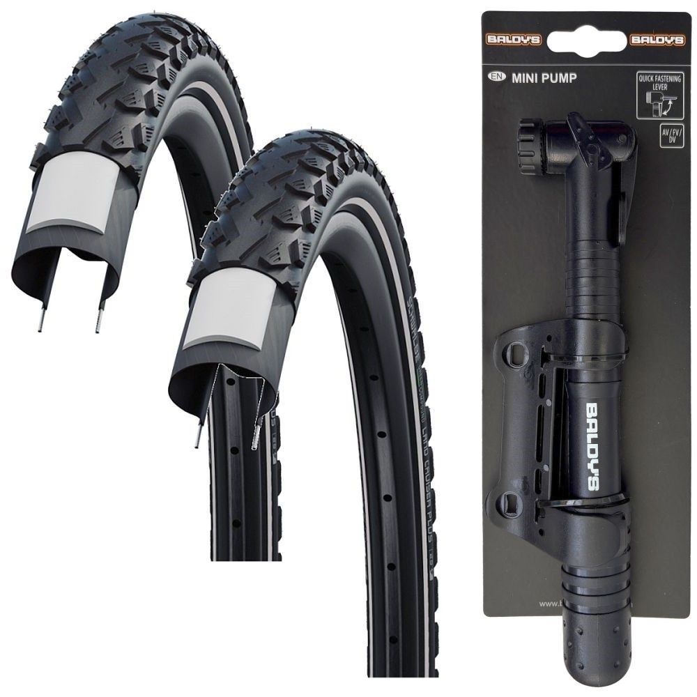 2x Schwalbe LAND CRUISER PLUS 27.5 x 2.0 Mountain Bike TYRES + BALDYS MINI PUMP