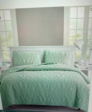 VCNY Home Quilt Set 3 Piece King SHORE Coastal Core Green King NEW NIP