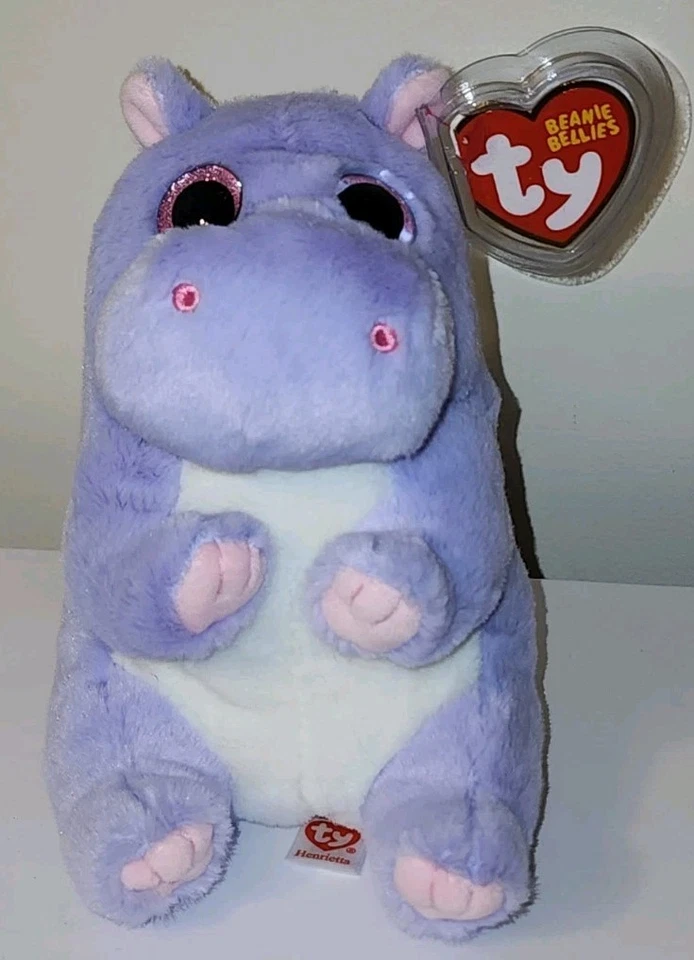 Ty Beanie Bellies - HENRIETTA the Hippopotamus / Hippo 6" NEW Stuffed Animal Toy - Image 2 of 4