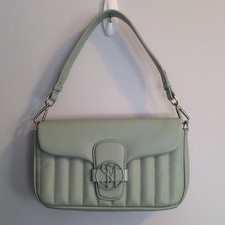 Steve Madden Light Green Quilted Shoulder Bag with Detachable Strap  Silver Ha  