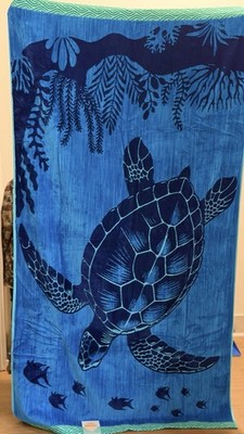 Welspun Blue Turtle Beach Towel 100% Cotton 40x72 Machine Washable