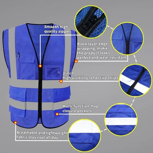HYCOPROT High Visibility Mesh Safety Reflective Vest with X-Large, Blue  image 3
