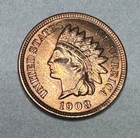 1908 Indian Cent High Grade Attractive color appears off may have been cleaned
