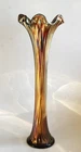 Vintage Fenton Cobalt Blue Carnival Glass Fine Rib Vase 16"