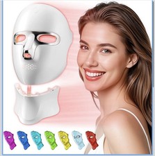 Masque de luminothérapie LED visage 7 couleurs, blanc/argent