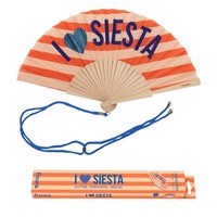 HandfäCher Holz „Siesta“ 42,5 X 23 Cm Orange Glitzer Faltbar Leicht Accessoire
