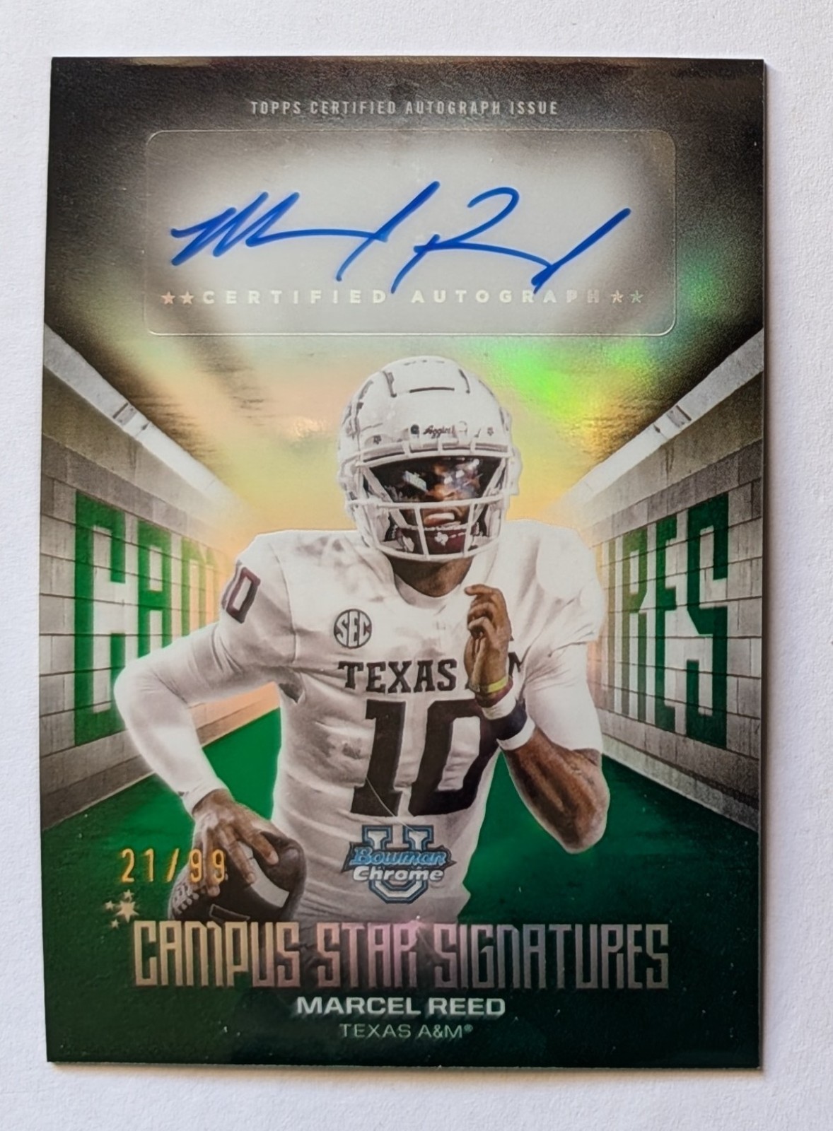 Marcel Reed - 2025 Bowman U Chrome - Campus Star Signatures "Green" Auto (#/99 )
