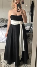  Debut Ball Formal Gown Dress Size 18 Black Cream rosette sash debenhams