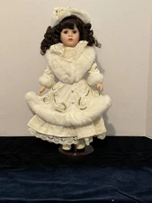 Heritage Collection 18” Porcelain Doll White Fur Coat Lace Winter Holiday