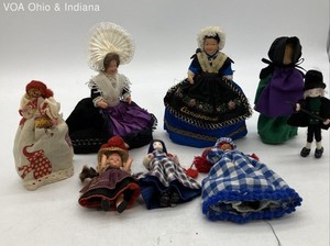 Vintage Souvenir Doll Lot 8 Pieces Traditional Folk Costume France Germany