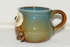 Owl Mug Cup with Feet Pacifica Home Fine Ceramic Brown Blue 3D Cute! — photo 2