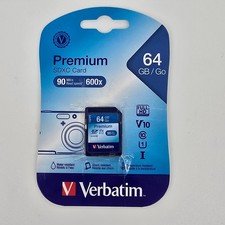 Verbatim 64GB SDHC Memory Card UHS I V10 Full HD 1080p Water Shock Proof USED