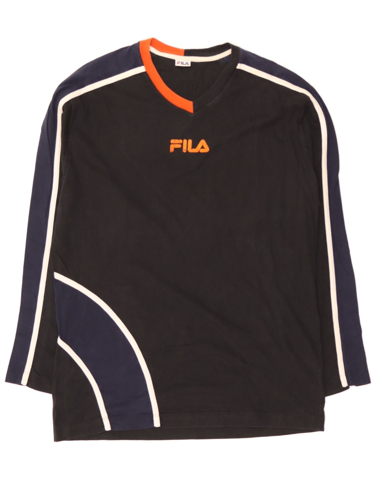 FILA Top Uomo Manica Lunga Medio Nero Blocco Colore CM12