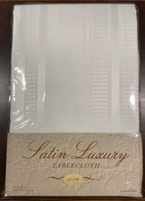 Benson Mills Satin Luxury Tablecloth 60"x104" White Wrinkle Free Stain Resistant