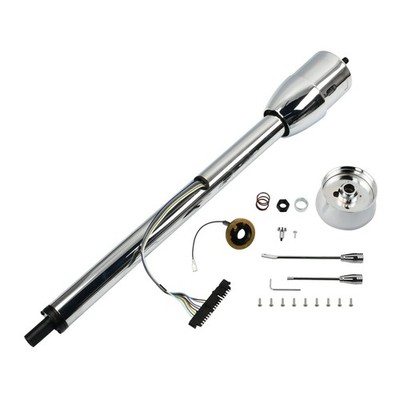 Chrome 32'' Universal Tilt Manual Steering Column & Wheel Adapter 9 bolt No Key