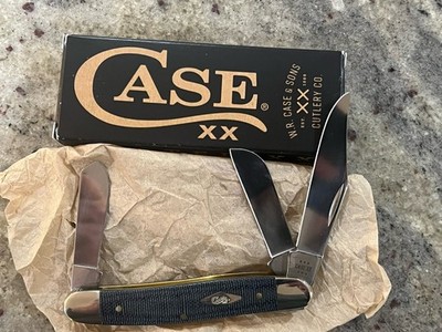 NEW CASE XX KNIVES BLUE DENIM CANVAS LAMINATE STOCKMAN POCKET KNIFE #60513 USA