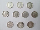 Lot of 10 U.S. 1960's & 1950's Roosevelt Dimes 90% Silver Coin Lot