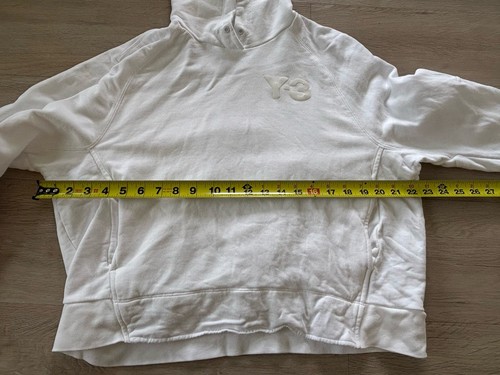 Y-3 CLASSIC CHEST LOGO HOODIE Sweatshirt Pullover Medium Women White Adidas A2 - Picture 15 of 15