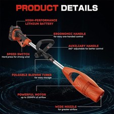 Cordless Leaf Blower 21V (Battery & Charger Included), 600 CFM / 200 MPH, Lightw