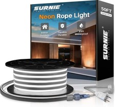 50ft/15m LED White Rope Lights - 110V Flex Strip Lights Outdoor Waterproof