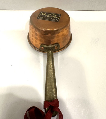 Vintage Copper Tin Lined 5.5 Inch Fry Pan Skillet with Brass Handle Ornament
