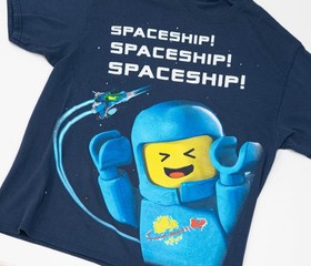 Vintage Lego Movie Video Game Spaceship T-Shirt Men's Size Large Promo