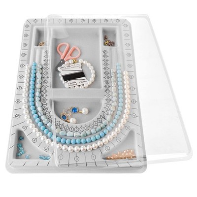 The Bead Board with Clear Cover,Grey Flocked,6 Recessed Compartments,3 UShape...
