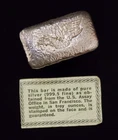 Vintage 3 oz W. H. Foster Poured Silver Ingot Bar w/ Deak Perera Triangle - RARE