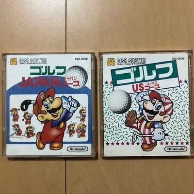 Famicom Disk System Golf JAPAN Course and Golf US Course FDS Card Disk Tested JP