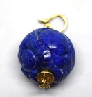 Vintage Chinese 14K Yellow Gold and Natural Lapis Lazuli Pendant