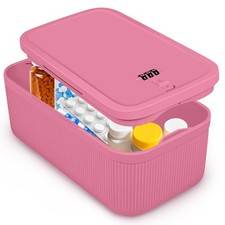 Small Lock Box, Lockable Storage Box with Combination Code for Medication Saf...