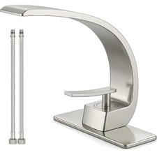 Bathroom Sink Faucet Modern Single Hole 1-Handle Faucet, Brushed Nickel Solid...