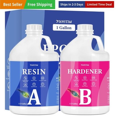 Epoxy Resin 1 Gallon - Crystal Clear Epoxy Resin Kit - Self-Leveling, High-Gl...