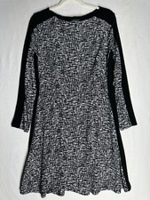 Lauren Ralph Lauren Womens Dress Black White Printed Long Sleeve A-Line Size 14