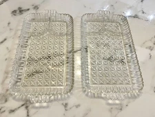 Vintage Anchor Hocking Prescut Clear Glass Divided Relish Trays Set of 2