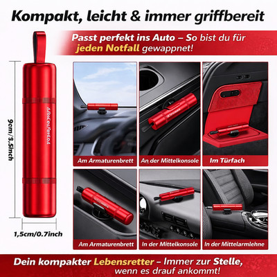 3-in-1 Notfallhammer & Gurtschneider (2er-Set) – Mit Parkkarte & Testglas, Mechanische Feder, Für Auto, Bus, Wohnmobil 3-in-1 Notfallhammer & Gurtschneider (2er-Set) – Mit Parkkarte & Testglas, Mechanische Feder, Für Auto, Bus, Wohnmobil