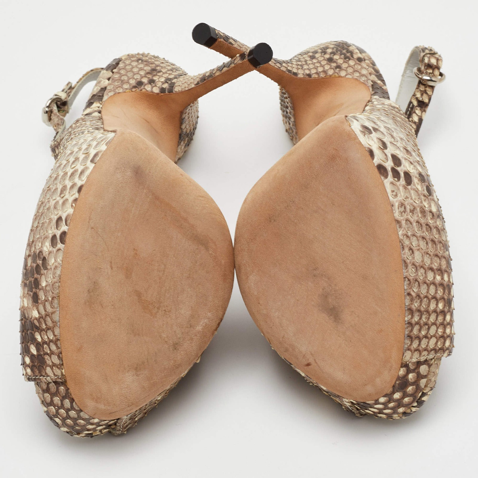 Gucci Sofia Size 36 GreyBrown Python Leather Peep… - image 6